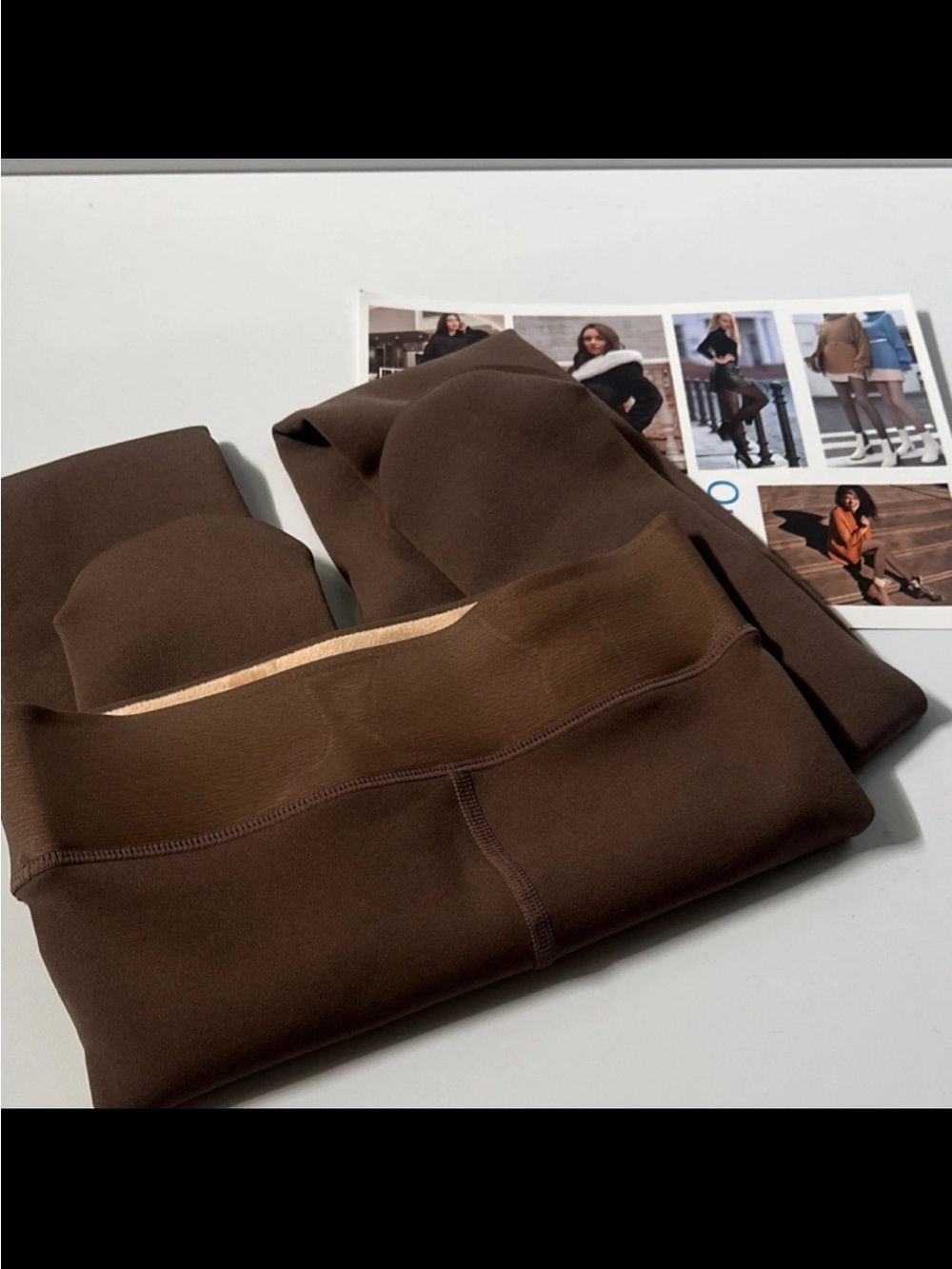 Brown High-Waist Fleece Lined Tights Small